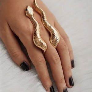Gold Snake Ring Finger Cuff
